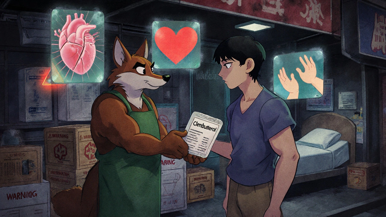 A fox-like vendor sells a hidden drug to a nervous buyer in a shadowy underground market.