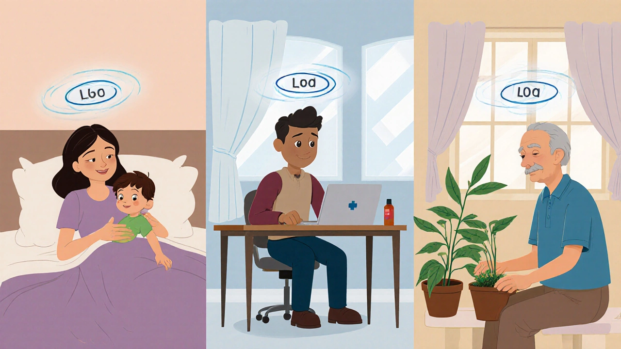 People living calmly with faint lithium halos, symbolizing emotional stability in daily life.