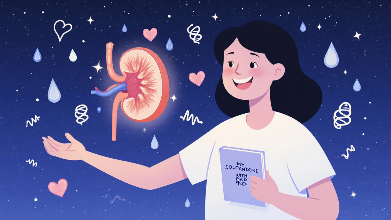 Patient receiving a glowing kidney transplant under a starry sky, symbolizing hope and renewal.