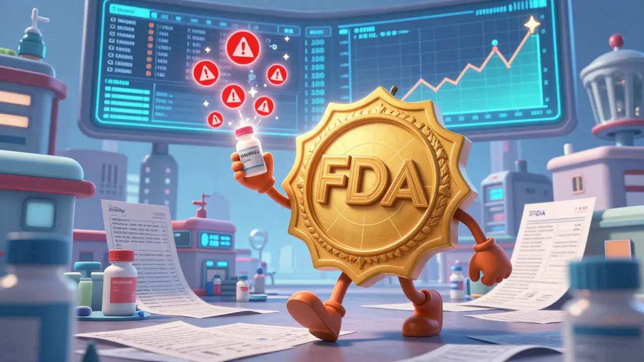 Friendly FDA badge using radar to detect side effect warnings in a city of patient records