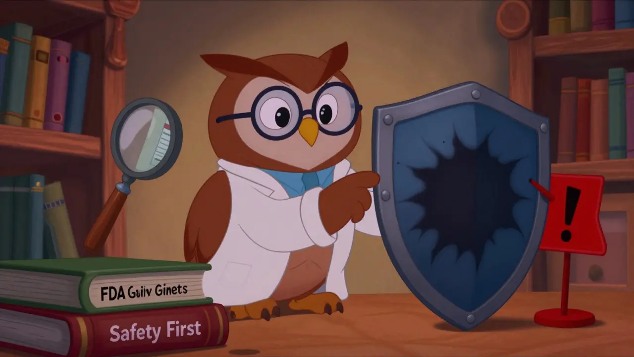 Wise owl guardian blocking scam symbols with a safety shield