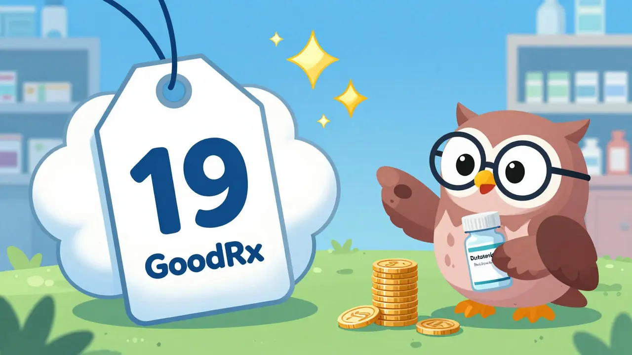 Cartoon character saving money on generic pills