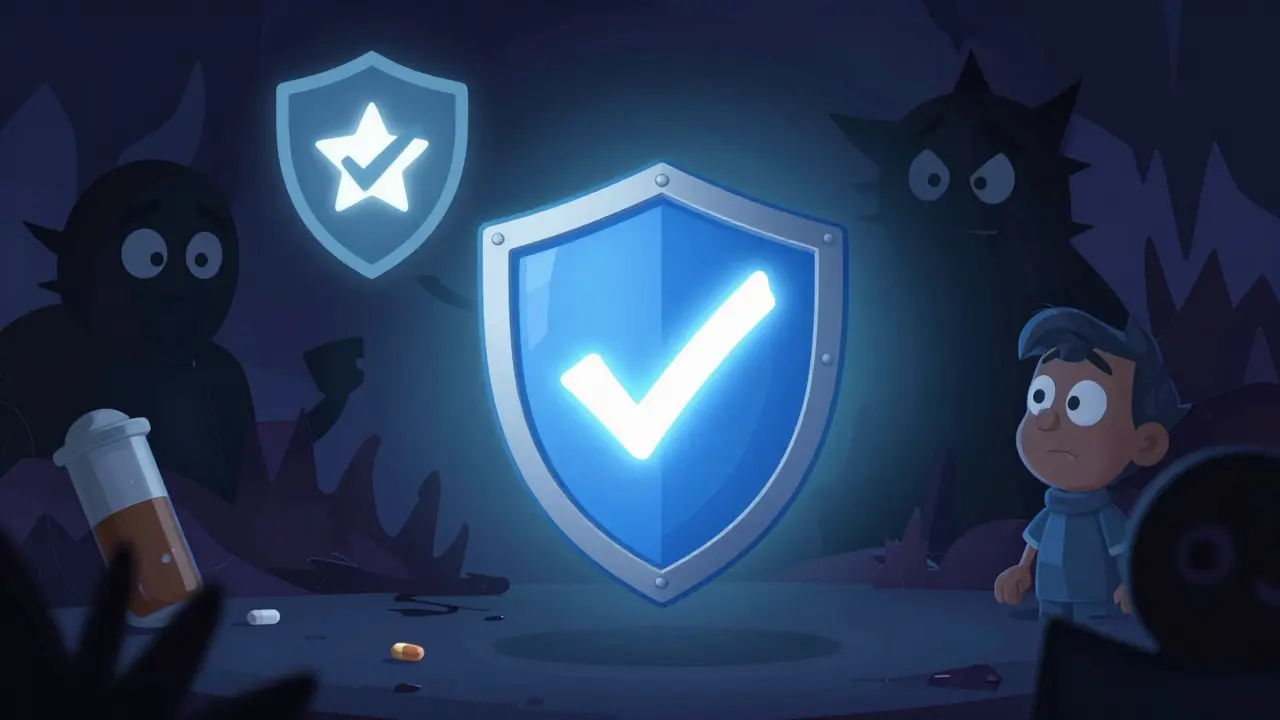 Shield protecting against fake online pharmacies