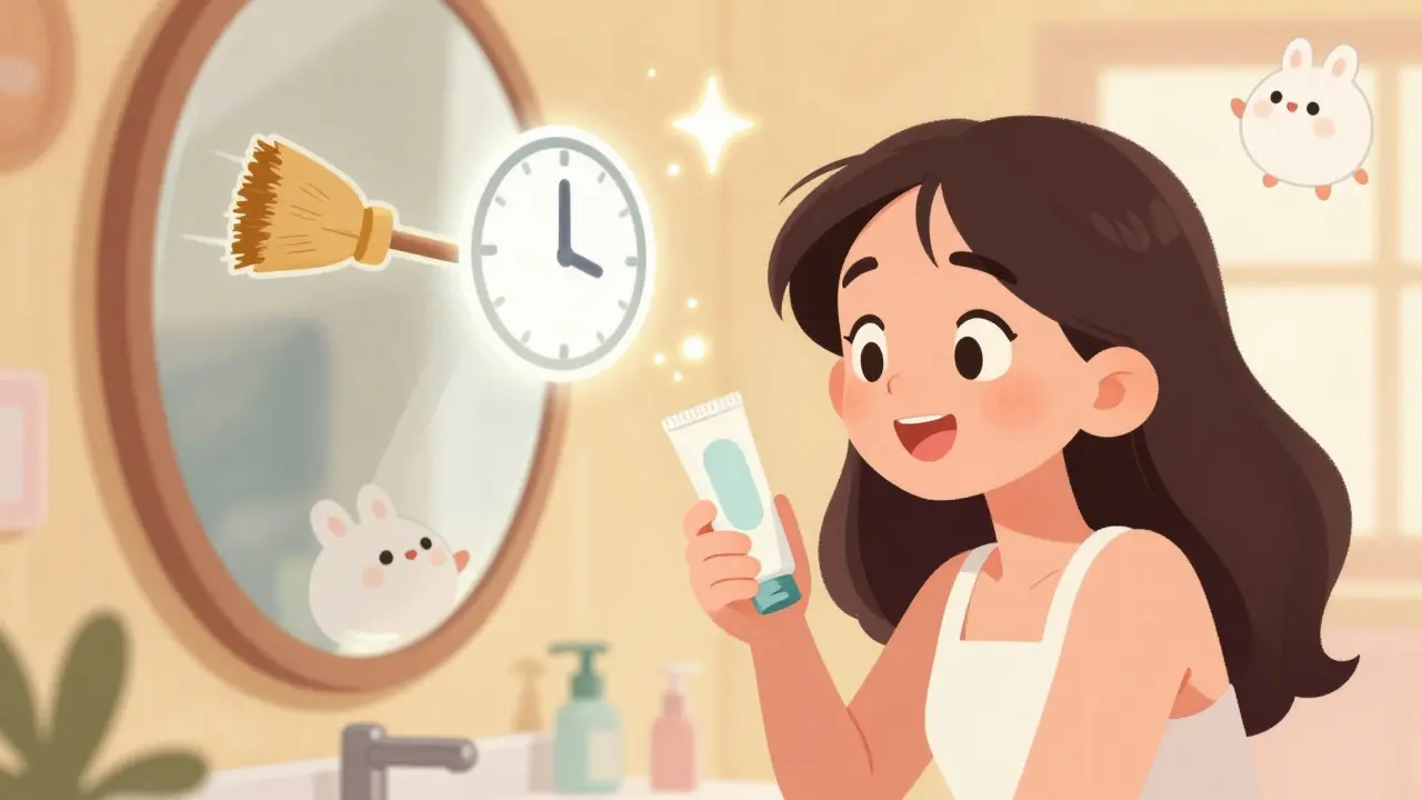 Animated woman visualizing skin cell renewal process