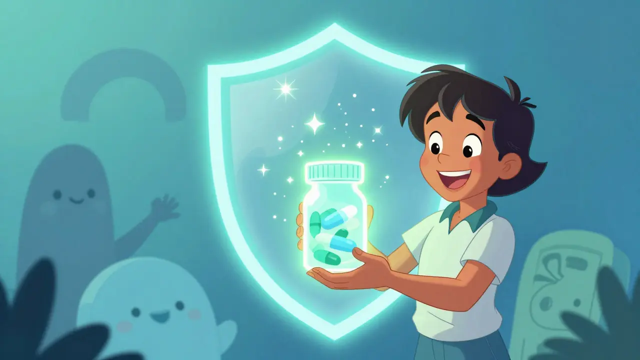 Glowing pill bottle symbolizing empowerment and active health management.